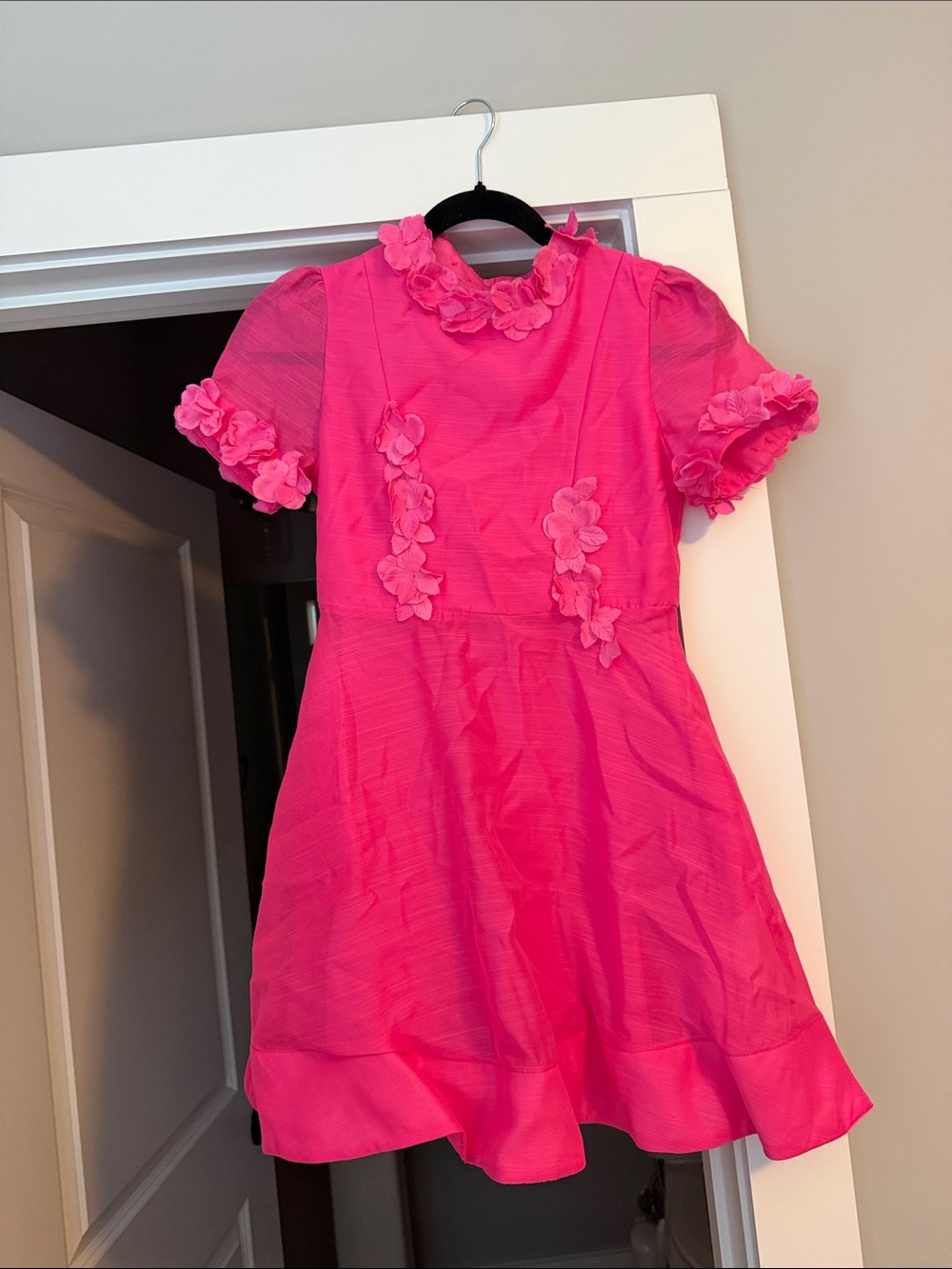 GB girls Hot Pink Floral Appliqué Party Dress